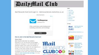 Mail Rewards Club Card Login In - Mailrewardsclub.mailonline.co.uk ...