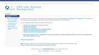 UMS User Account Management - University of Maine System