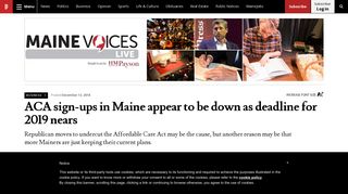 ACA sign-ups in Maine appear to be down as deadline for 2019 nears ...