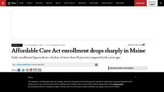 Affordable Care Act enrollment drops sharply in Maine - Portland ...