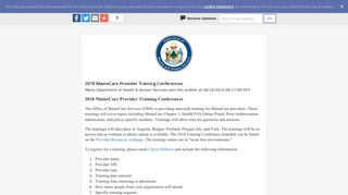 2018 MaineCare Provider Training Conferences - GovDelivery