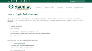 How to Log In To Mainestreet - Academics - University of Maine Machias