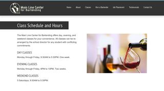 Class Schedule and Hours - Main Line Center for Bartending