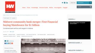 Midwest community bank merger: First Financial buying MainSource ...