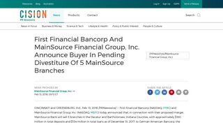 First Financial Bancorp And MainSource Financial Group, Inc ...