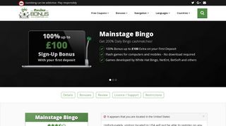 Mainstage Bingo - Get 200% Daily Bingo cashmatches!