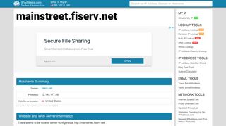 mainstreet.fiserv.net - Fiserv Mainstreet | IPAddress.com