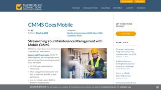 CMMS Goes Mobile - Maintenance Connection
