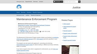 Maintenance Enforcement Program :: Justice