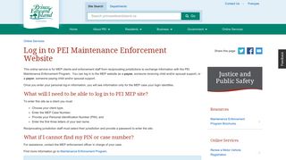 Log in to PEI Maintenance Enforcement Website | Government of ...