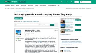 Makemytrip.com is a fraud company. Please Stay Away. - Chennai ...