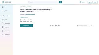 Gmail - MakeMyTrip E-Ticket for Booking ID NF2202349155273 - Scribd