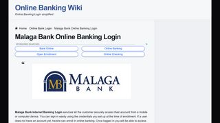 Malaga Bank Online Banking Login | OnlineBankingwiki