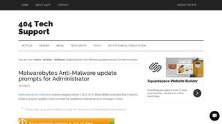 Malwarebytes Anti-Malware update prompts for Administrator - 404 ...