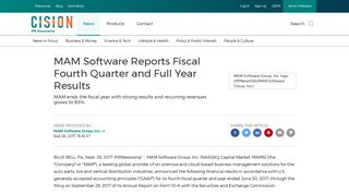 MAM Software Reports Fiscal Fourth Quarter and Full Year Results