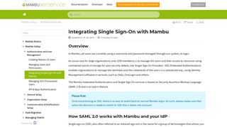 Mambu | Integration with Single Sign On (SSO) Pr...