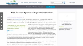 MAMSI Announces Agreement to Merge with UnitedHealthcare ...