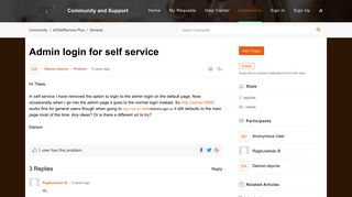 Community | Admin login for self service - ManageEngine PitStop