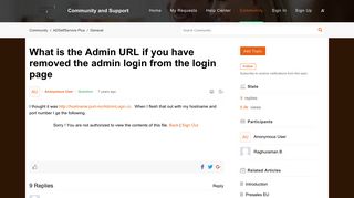 What is the Admin URL if you have removed the admin login from the ...