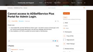 Cannot access to ADSelfService Plus Portal for Admin Login. - PitStop