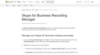 Skype for Business Recording Manager - Skype for Business
