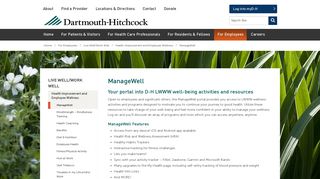 ManageWell | Live Well/Work Well | Employees | Dartmouth-Hitchcock