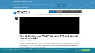 How to Change your WordPress Login URL and ... - ManageWP.org