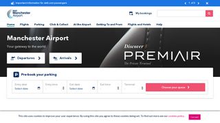Official website for Manchester Airport