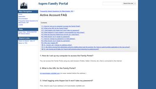Active Account FAQ - Aspen Family Portal - Manchester School District