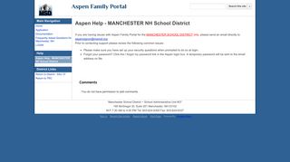 Aspen Help - MANCHESTER NH School District - Aspen Family Portal