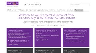 My account - Careers Service - The University of Manchester