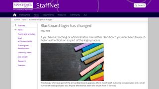 Blackboard login has changed | StaffNet | The University of Manchester