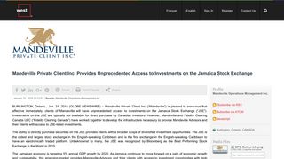 Mandeville Private Client Inc. Provides Unprecedented Access to ...