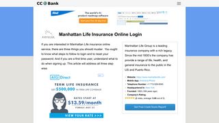Manhattan Life Insurance Online Login - CC Bank