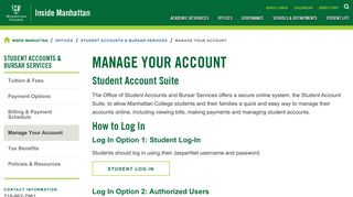Manage Your Account | Student Accounts & Bursar ... - Inside Manhattan
