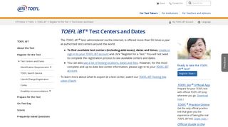 TOEFL iBT: Test Centers and Dates - ETS.org