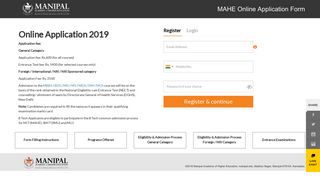 MAHE Online Application 2019 (Formely Manipal University)