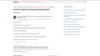 How to login into Manipal student email - Quora