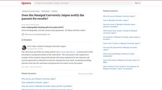 Does the Manipal University Jaipur notify the parents for results ...