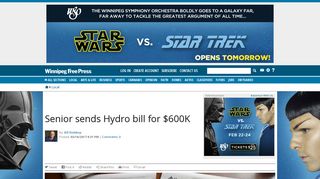 Senior sends Hydro bill for $600K - Winnipeg Free Press