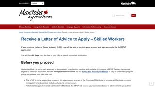 Receive a Letter of Advice to Apply – Skilled Workers | Manitoba ...