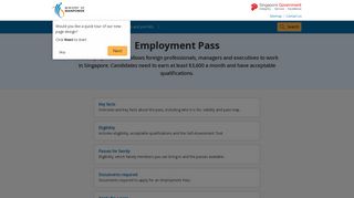 Employment Pass - Ministry of Manpower