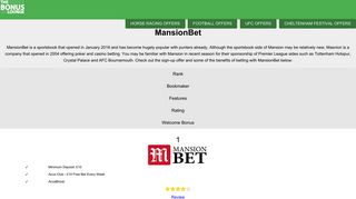 MansionBet Betting Sign-Up Offers - The Bonus Lounge