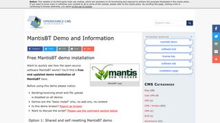 MantisBT Demo Site » Try MantisBT without installing it