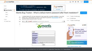 Mantis Bug Tracker - What is default Admin password after fresh ...
