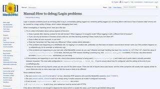 Manual:How to debug/Login problems - MediaWiki