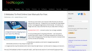 5 Websites To Find Online User Manuals For Free - Techlogon.com