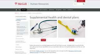 Supplemental health and dental plans | Human Resources - McGill ...
