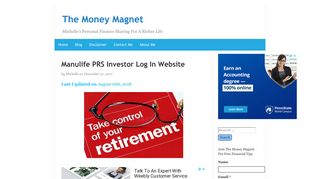 Manulife PRS Investor Log In Website - The Money Magnet