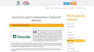 PRS Provider: Manulife | Private Pension Administrator - PPA